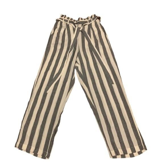 NWT American Eagle Pant High Waist Paper Bag Striped Coastal Size Small - Picture 2 of 9
